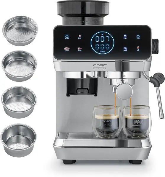 Caso EspressoGourmet & Grind Siebträgermaschine Edelstahl