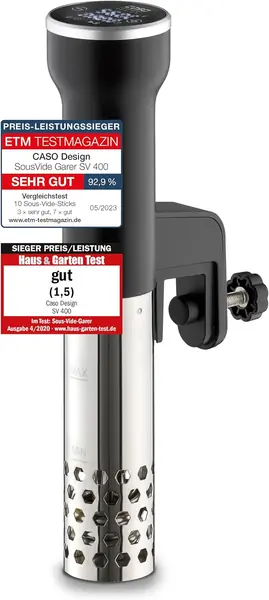 Caso SV400 Sous Vide Stick, Edelstahl, Schwarz, für…